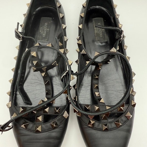 VALENTINO NOIR ROCKSTUD CAGED FLATS SIZE 40.5 - Picture 4 of 9